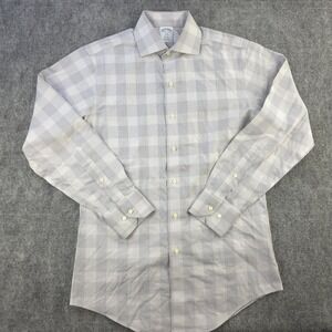 Brooks Brothers Dress Shirt 14.5 2/3 Regent Gray Houndstooth Check Spread Collar